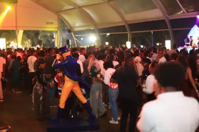 Revellers enjoy the night