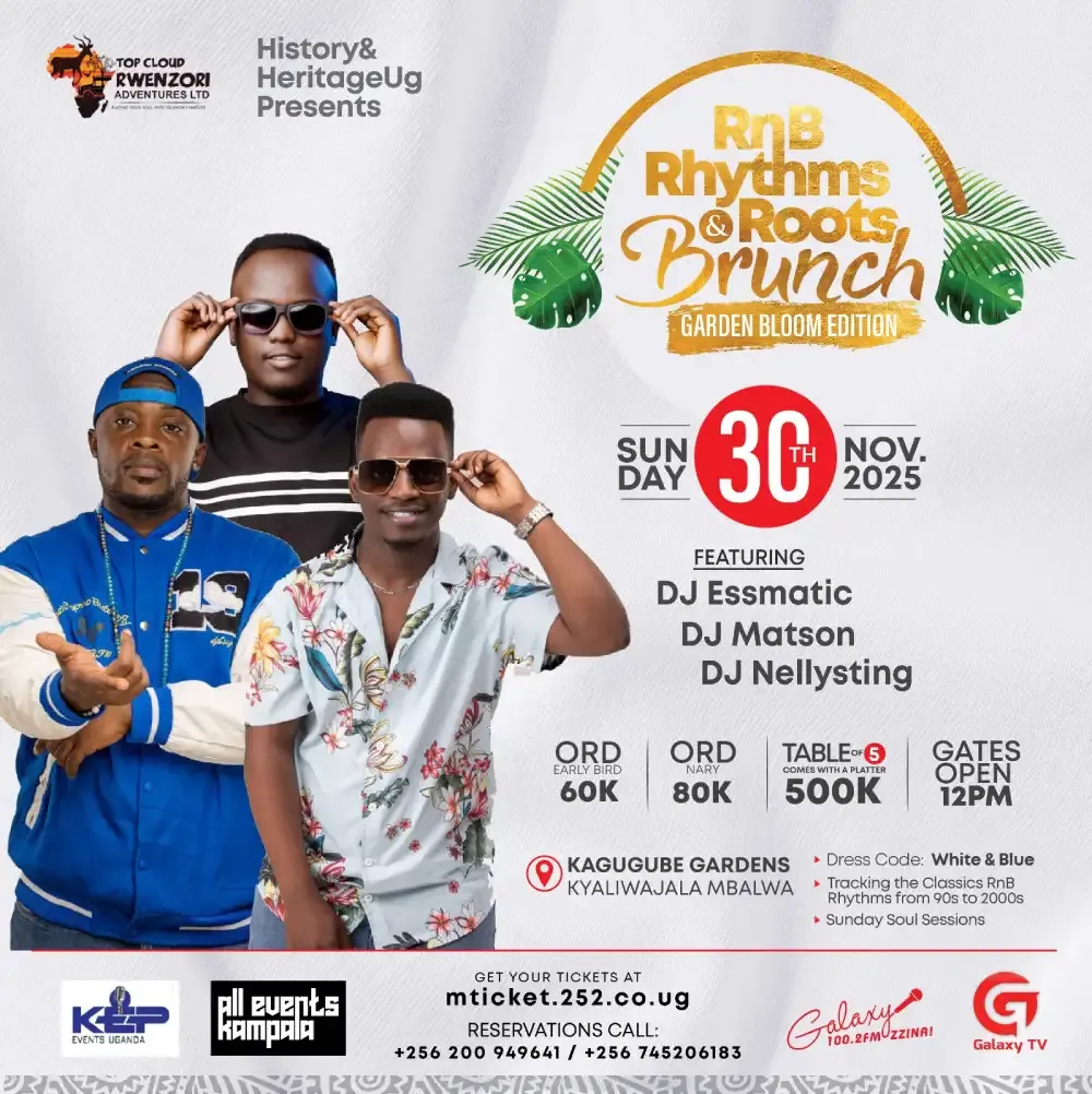 DJ Essmatic, DJ Matson and DJ Nellysting will be RnB Rhythms & Roots Brunch Kampala performers