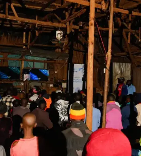Youths watching film at a cinema in Uganda courtesy of Kwiso Mu Cinema